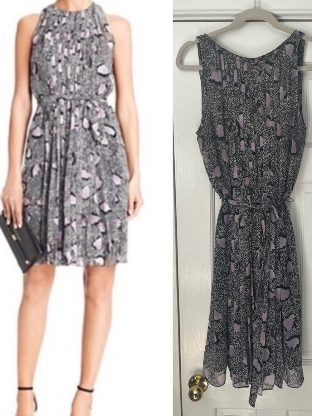 DVF Cheetah Island Hombre Pleated Dress Lavender Size 10